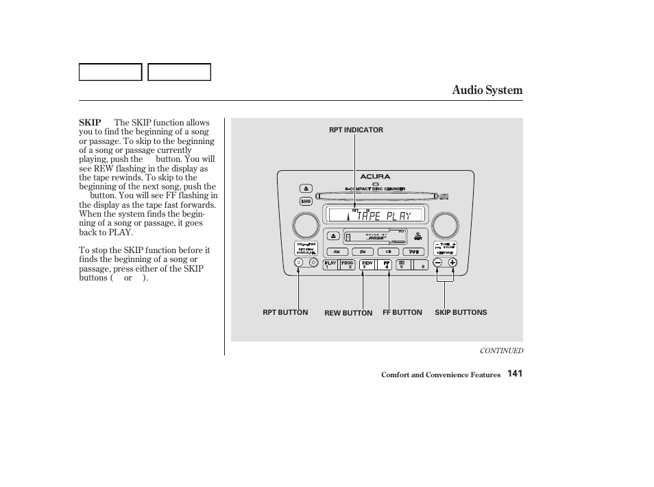 Audio system | Acura 2004 RL - Owner's Manual User Manual | Page 144 / 370