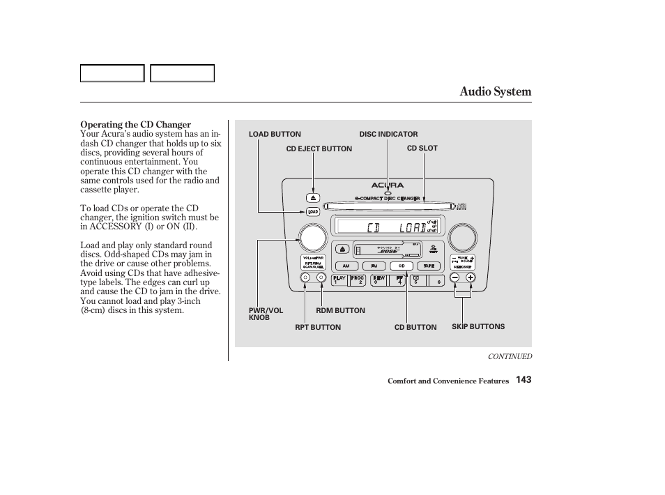 Audio system | Acura 2004 RL - Owner's Manual User Manual | Page 146 / 370