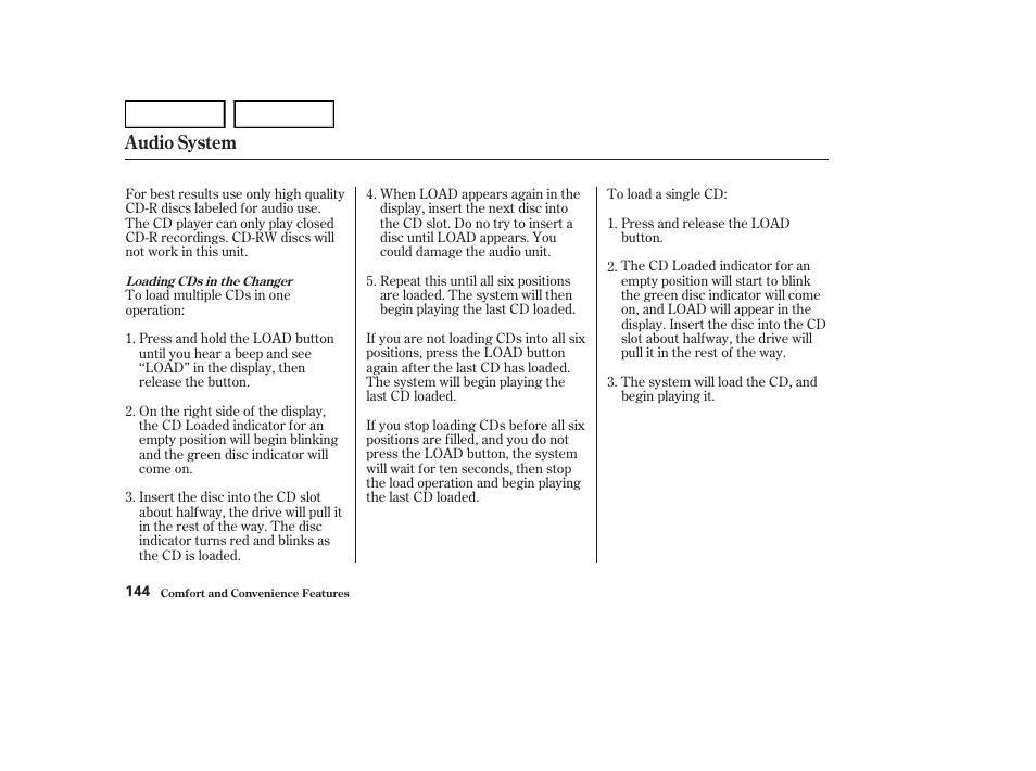 Audio system | Acura 2004 RL - Owner's Manual User Manual | Page 147 / 370