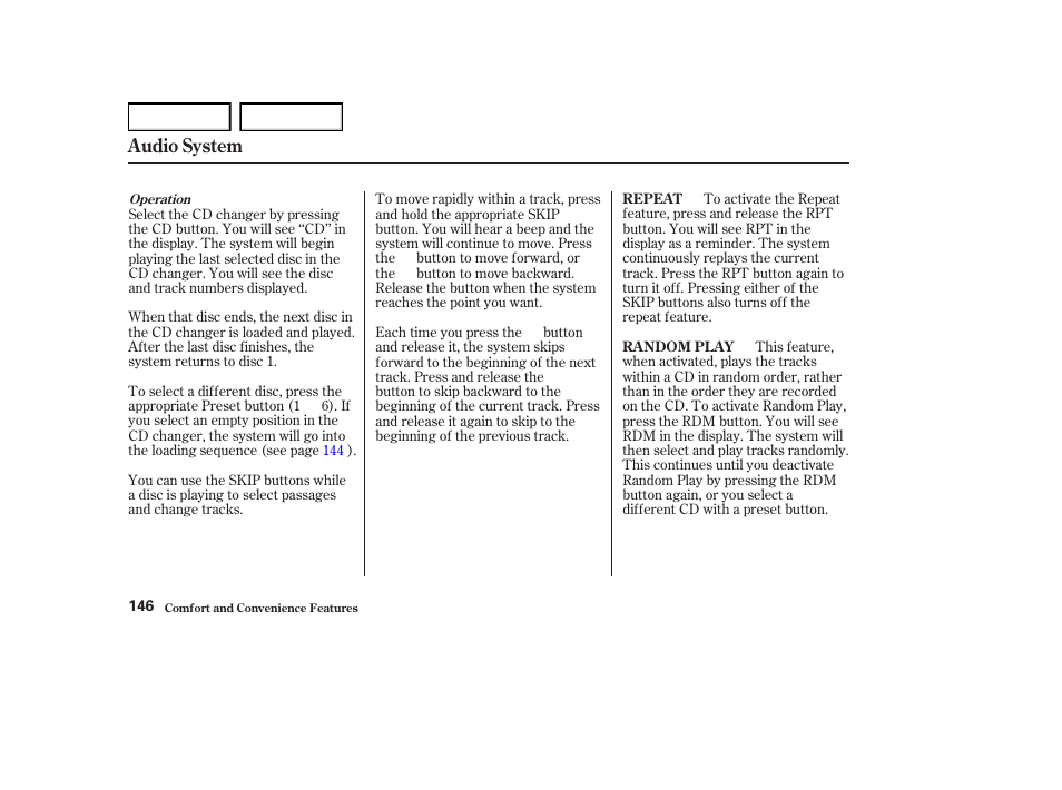 Audio system | Acura 2004 RL - Owner's Manual User Manual | Page 149 / 370