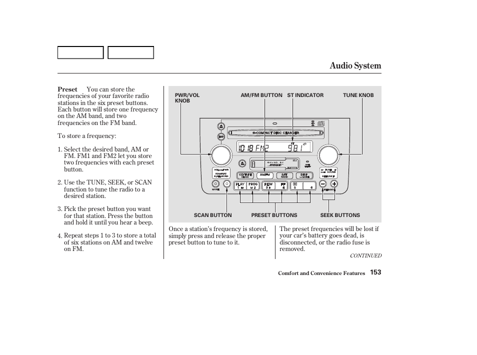 Audio system | Acura 2004 RL - Owner's Manual User Manual | Page 156 / 370