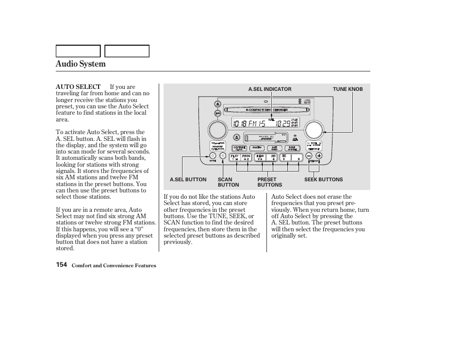 Audio system | Acura 2004 RL - Owner's Manual User Manual | Page 157 / 370