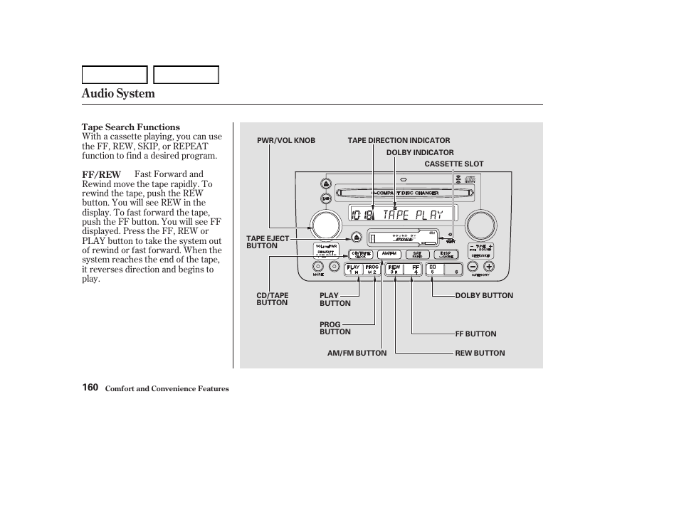 Audio system | Acura 2004 RL - Owner's Manual User Manual | Page 163 / 370