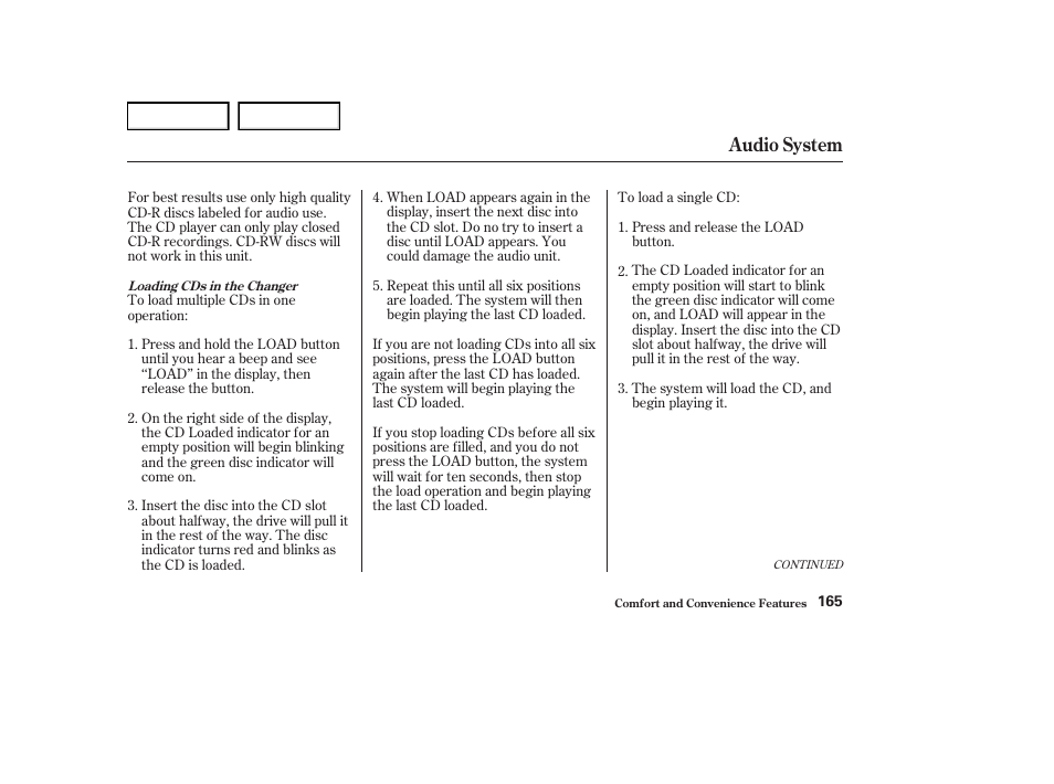 Audio system | Acura 2004 RL - Owner's Manual User Manual | Page 168 / 370