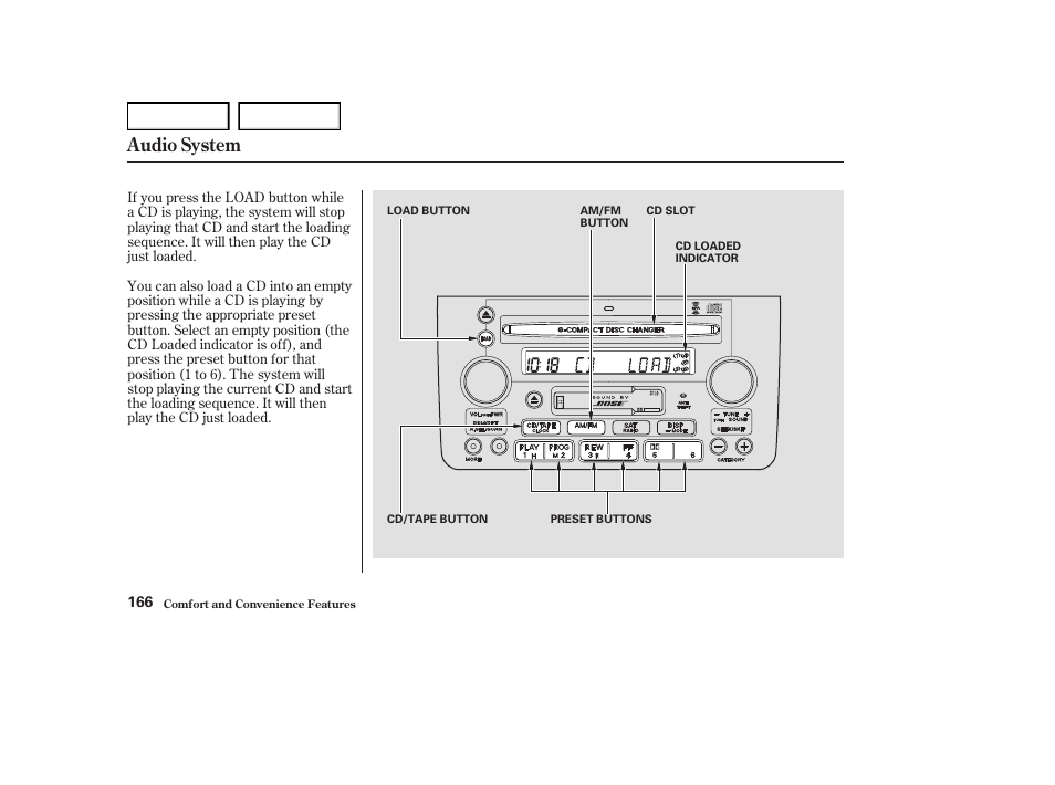 Audio system | Acura 2004 RL - Owner's Manual User Manual | Page 169 / 370