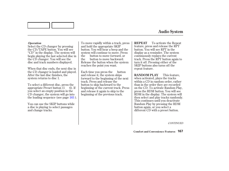 Audio system | Acura 2004 RL - Owner's Manual User Manual | Page 170 / 370