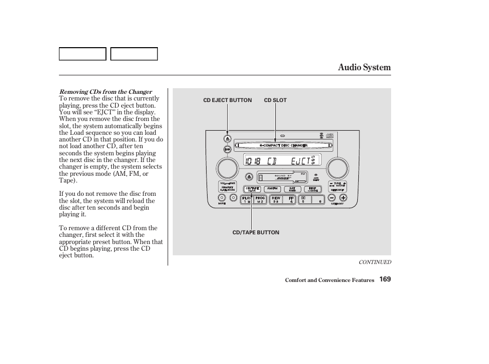 Audio system | Acura 2004 RL - Owner's Manual User Manual | Page 172 / 370