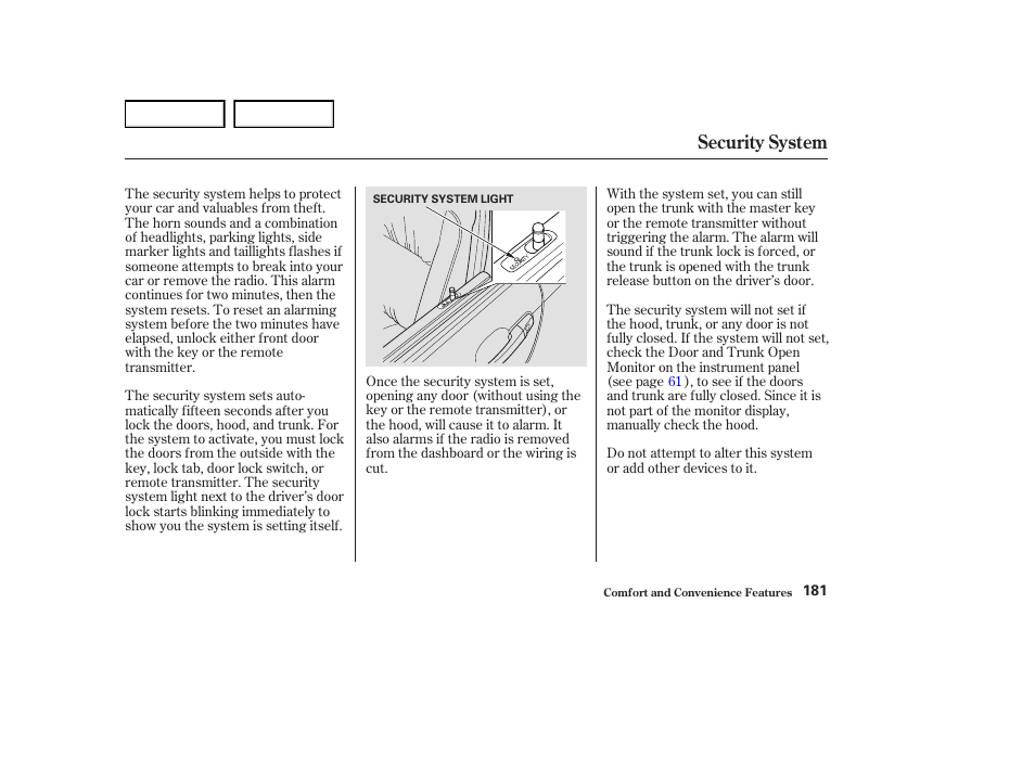 Security system | Acura 2004 RL - Owner's Manual User Manual | Page 184 / 370