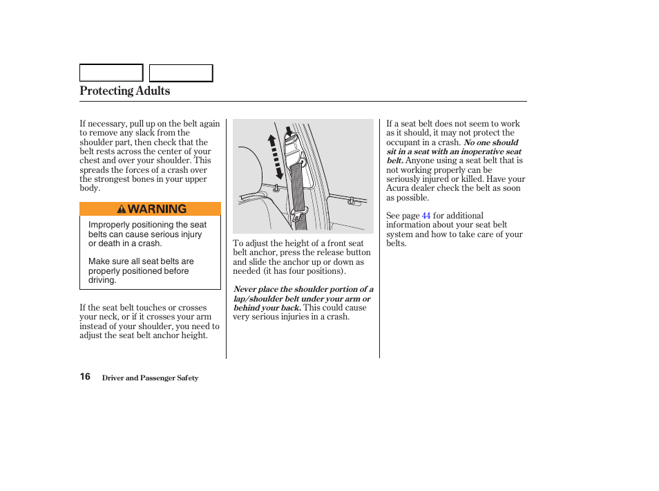 Protecting adults | Acura 2004 RL - Owner's Manual User Manual | Page 19 / 370