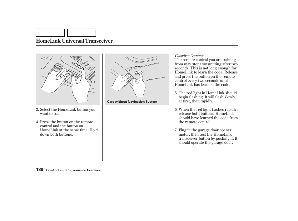 Homelink universal transceiver | Acura 2004 RL - Owner's Manual User Manual | Page 191 / 370