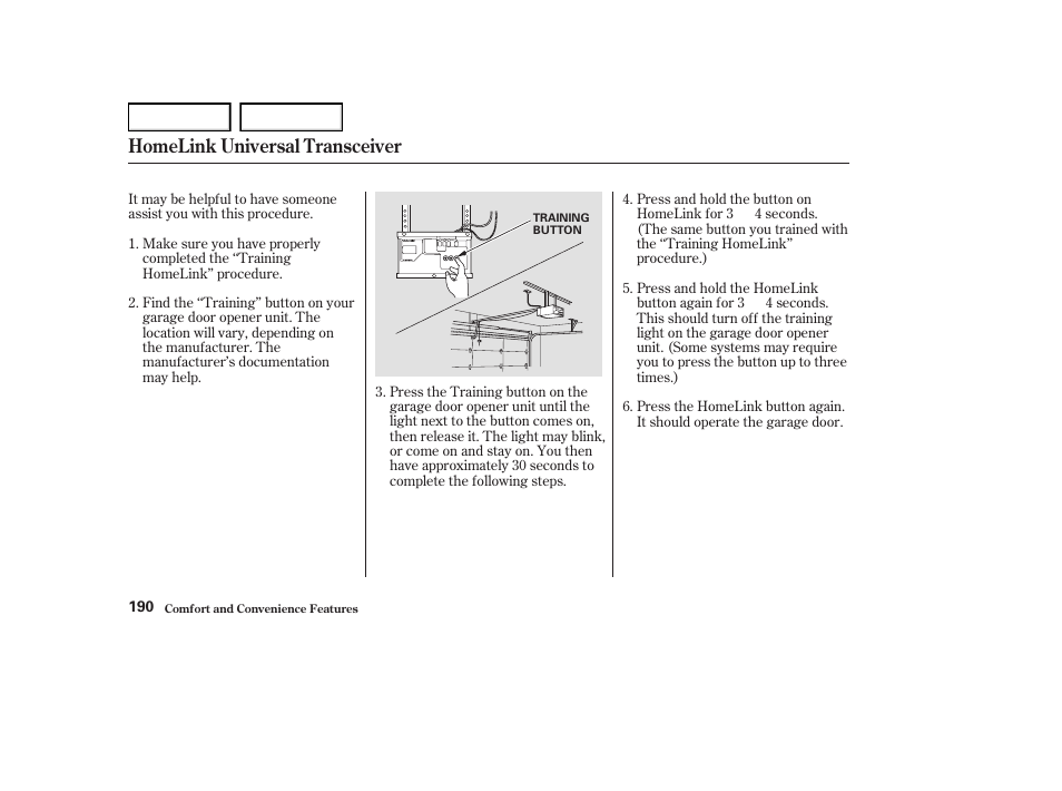 Homelink universal transceiver | Acura 2004 RL - Owner's Manual User Manual | Page 193 / 370