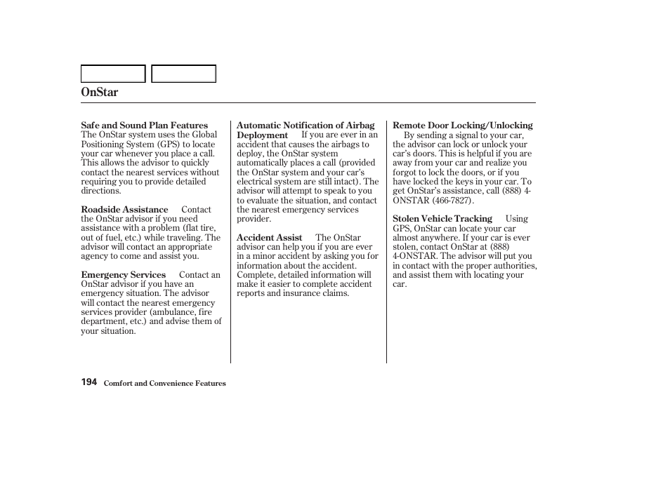 Onstar | Acura 2004 RL - Owner's Manual User Manual | Page 197 / 370