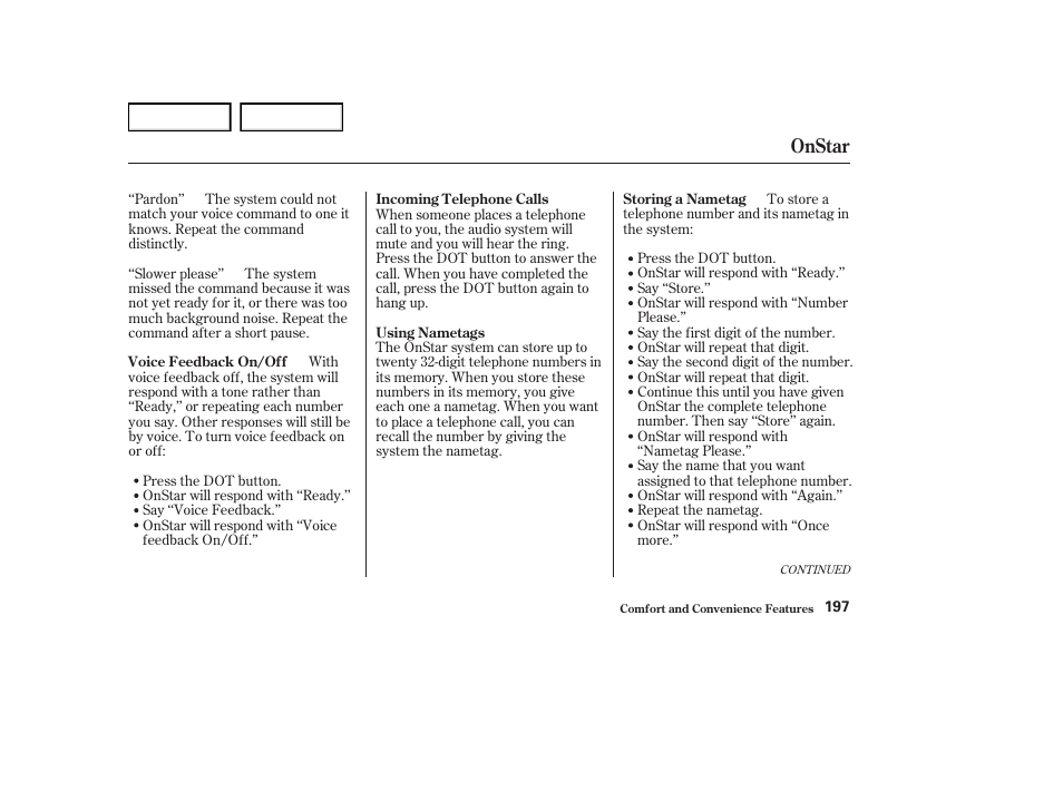 Onstar | Acura 2004 RL - Owner's Manual User Manual | Page 200 / 370