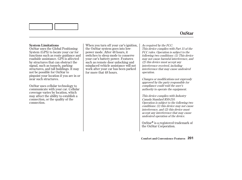 Onstar | Acura 2004 RL - Owner's Manual User Manual | Page 204 / 370