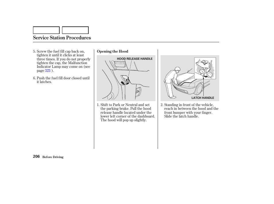 Service station procedures | Acura 2004 RL - Owner's Manual User Manual | Page 209 / 370