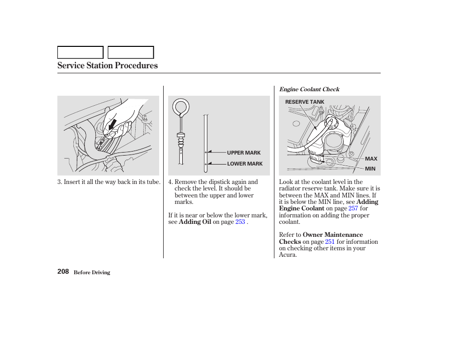 Service station procedures | Acura 2004 RL - Owner's Manual User Manual | Page 211 / 370