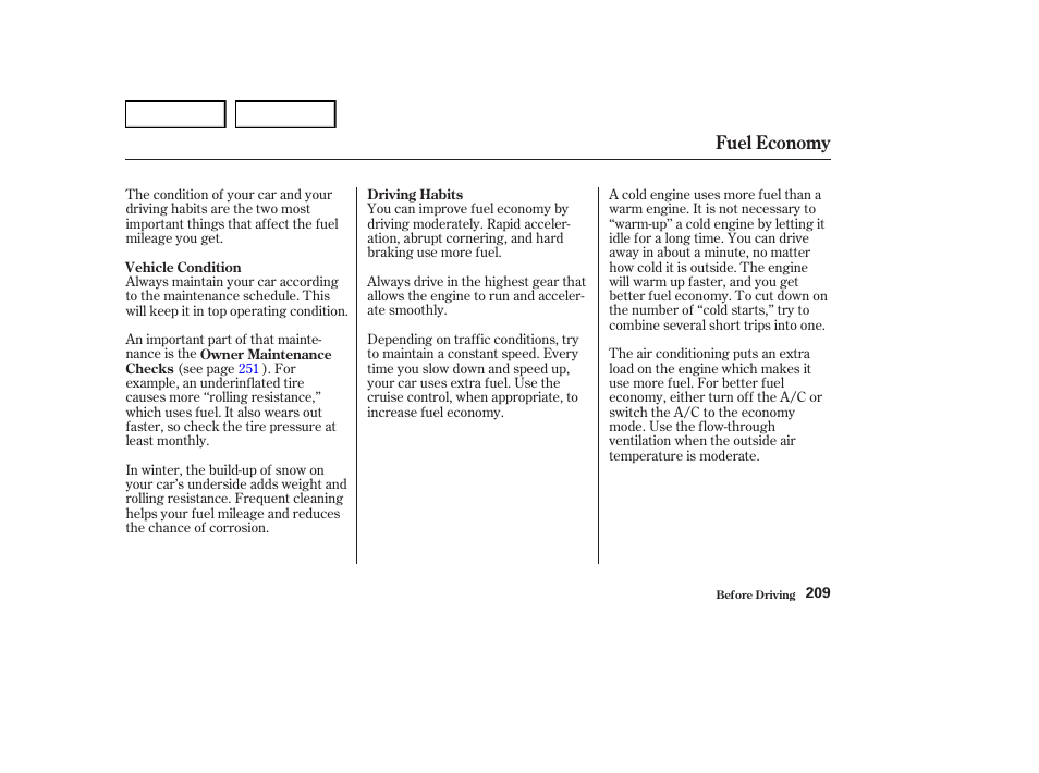 Fuel economy | Acura 2004 RL - Owner's Manual User Manual | Page 212 / 370