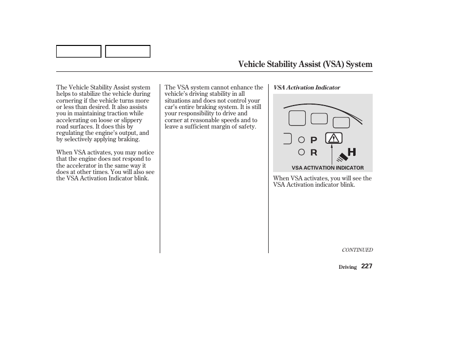 Vehicle stability assist (vsa) system | Acura 2004 RL - Owner's Manual User Manual | Page 230 / 370