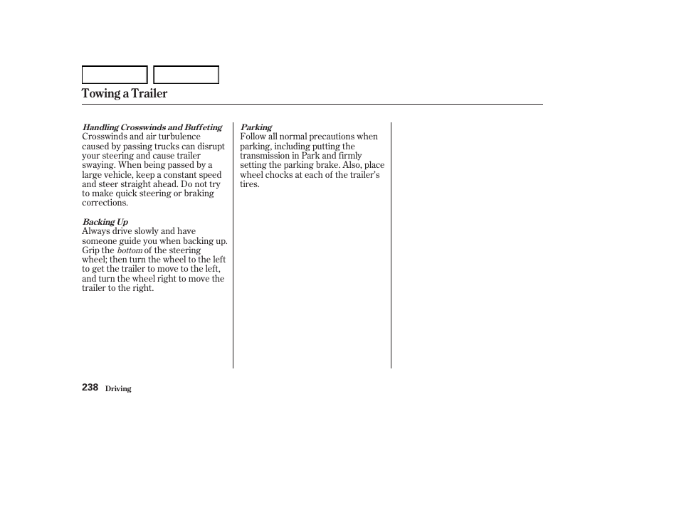 Towing a trailer | Acura 2004 RL - Owner's Manual User Manual | Page 241 / 370