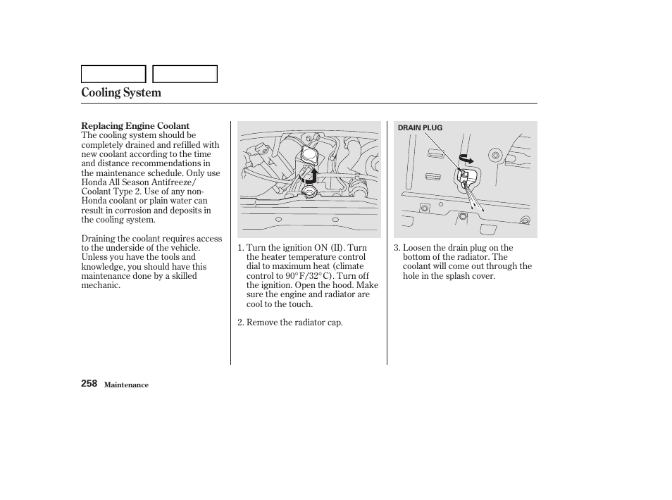 Cooling system | Acura 2004 RL - Owner's Manual User Manual | Page 261 / 370