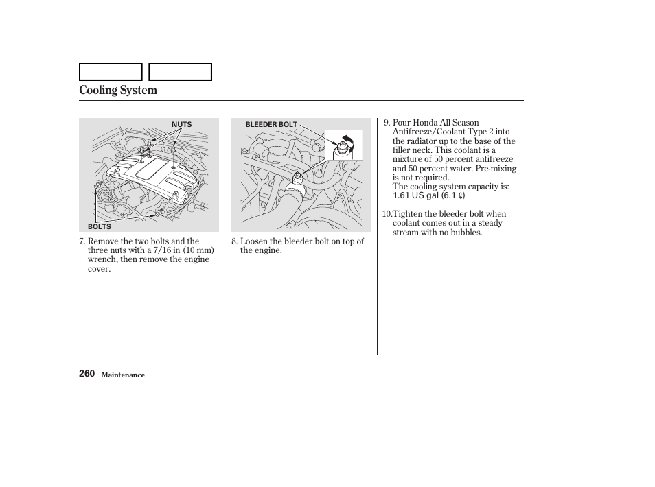 Cooling system | Acura 2004 RL - Owner's Manual User Manual | Page 263 / 370