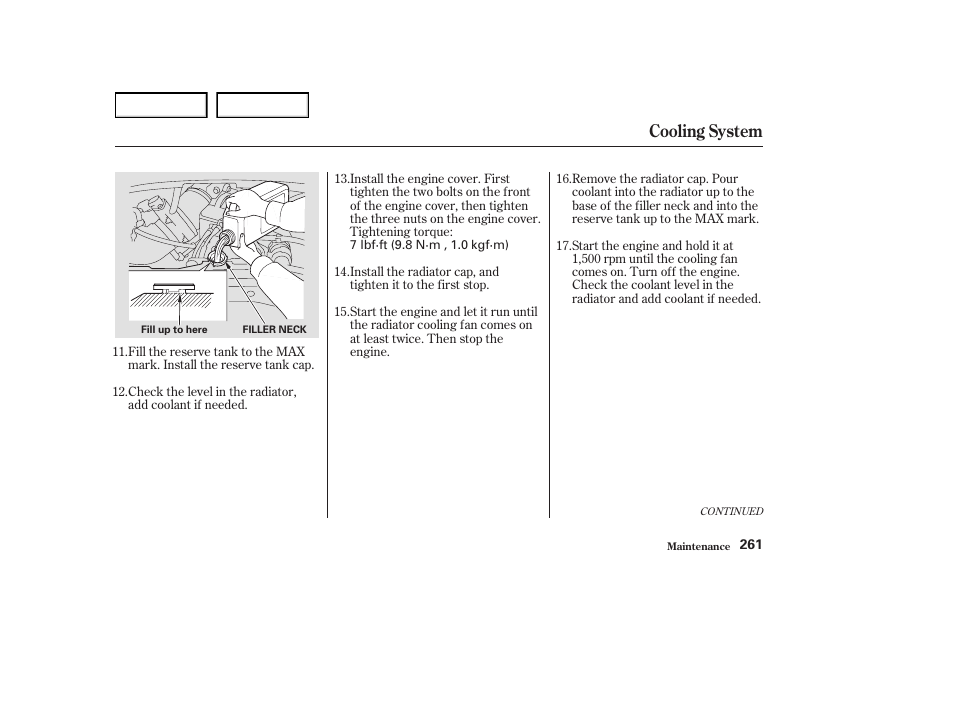 Cooling system | Acura 2004 RL - Owner's Manual User Manual | Page 264 / 370