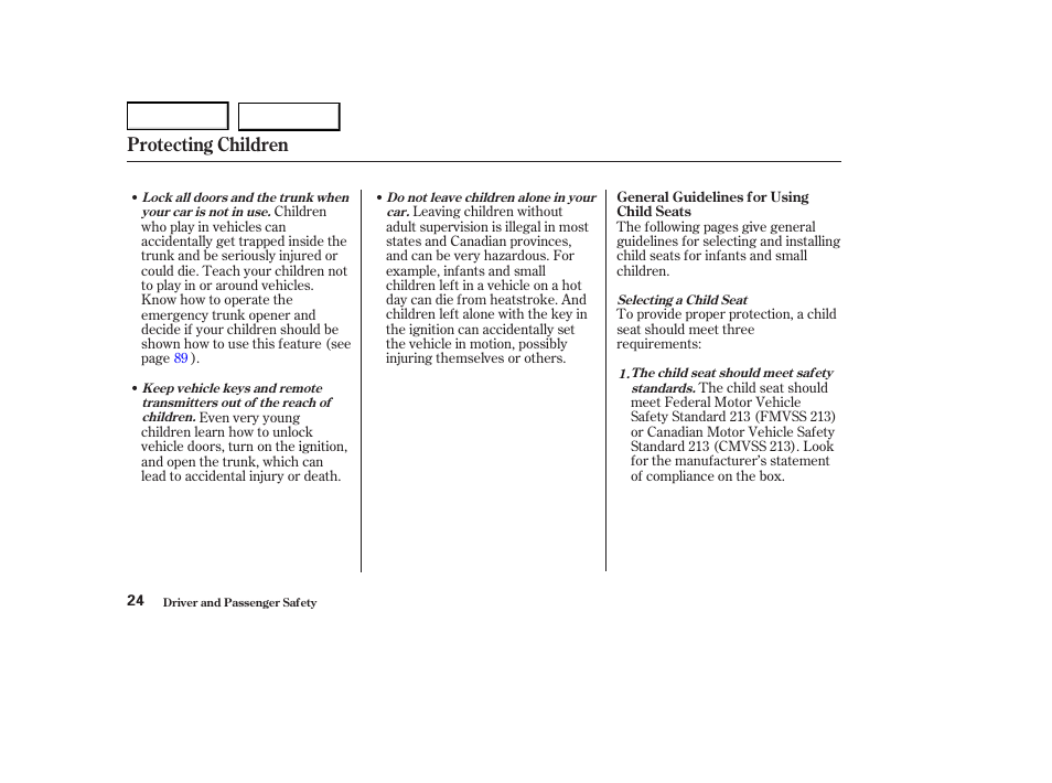 Protecting children | Acura 2004 RL - Owner's Manual User Manual | Page 27 / 370