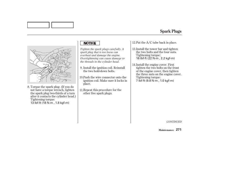 Spark plugs | Acura 2004 RL - Owner's Manual User Manual | Page 274 / 370