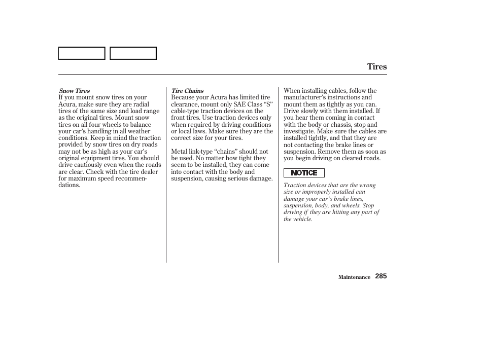 Tires | Acura 2004 RL - Owner's Manual User Manual | Page 288 / 370