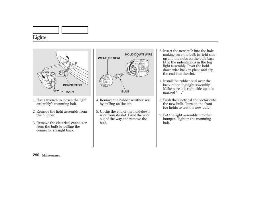Lights | Acura 2004 RL - Owner's Manual User Manual | Page 293 / 370