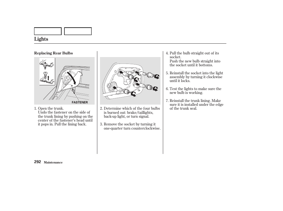 Lights | Acura 2004 RL - Owner's Manual User Manual | Page 295 / 370