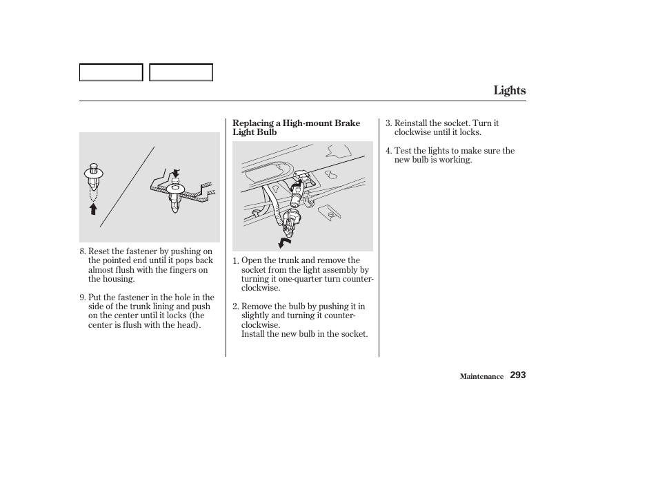 Lights | Acura 2004 RL - Owner's Manual User Manual | Page 296 / 370