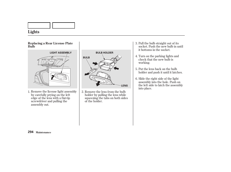 Lights | Acura 2004 RL - Owner's Manual User Manual | Page 297 / 370