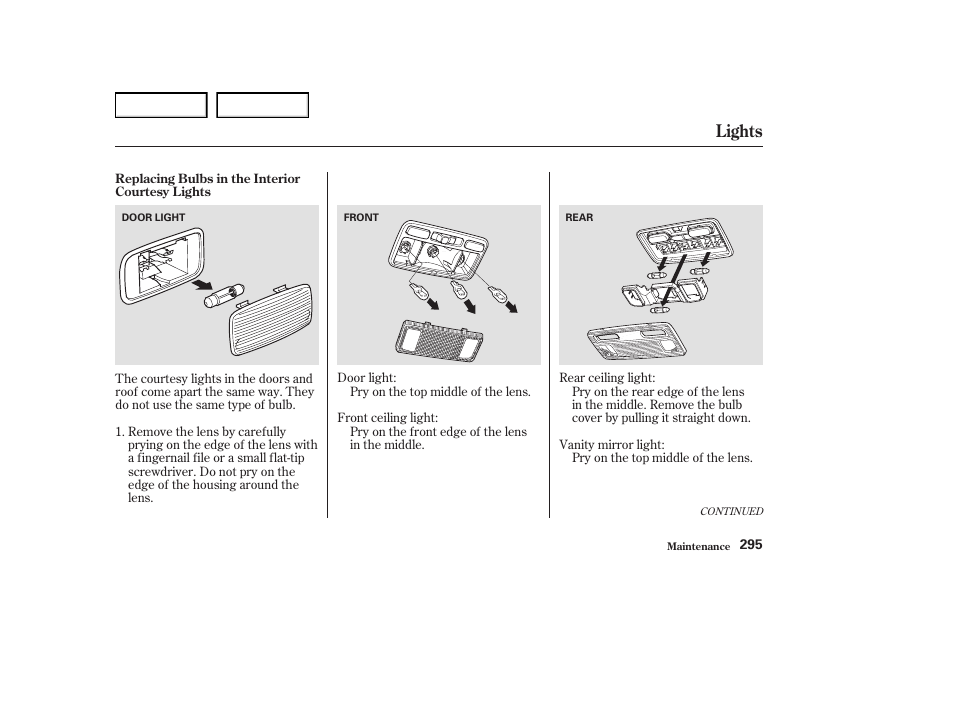 Lights | Acura 2004 RL - Owner's Manual User Manual | Page 298 / 370