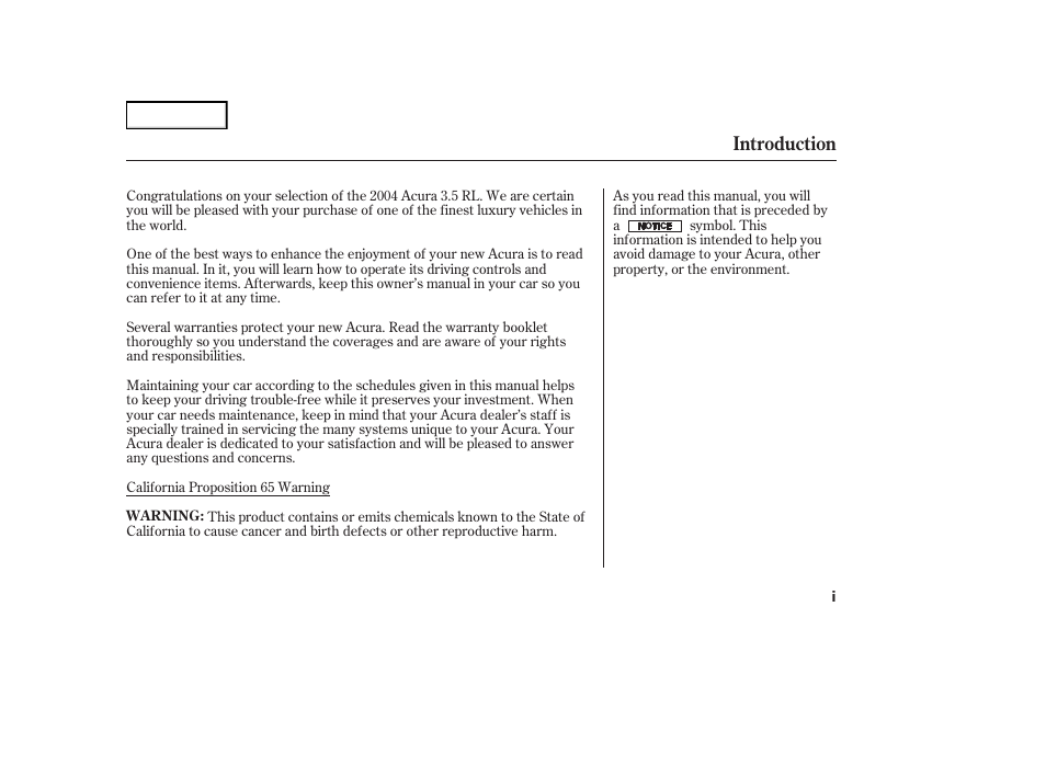 Introduction | Acura 2004 RL - Owner's Manual User Manual | Page 3 / 370