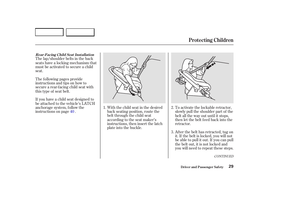 Protecting children | Acura 2004 RL - Owner's Manual User Manual | Page 32 / 370