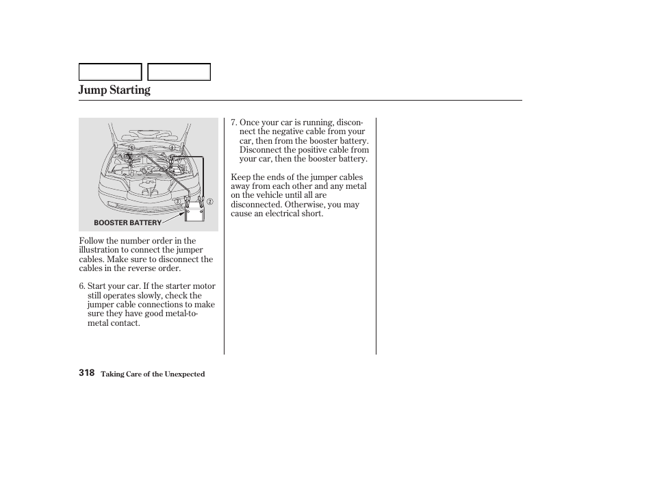 Jump starting | Acura 2004 RL - Owner's Manual User Manual | Page 321 / 370