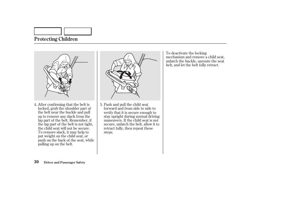 Protecting children | Acura 2004 RL - Owner's Manual User Manual | Page 33 / 370