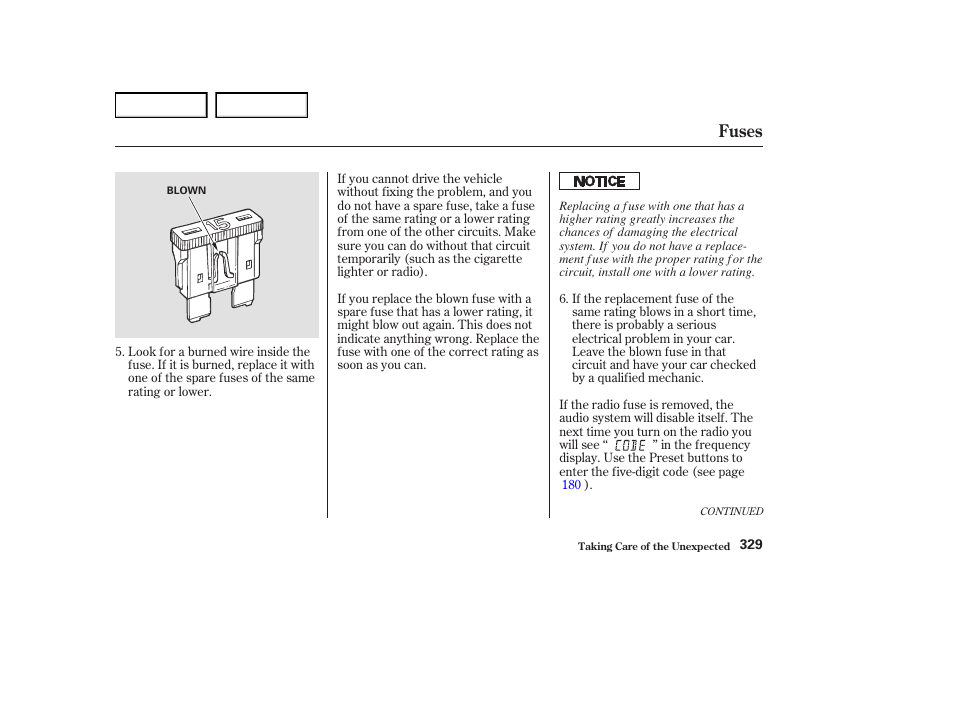 Fuses | Acura 2004 RL - Owner's Manual User Manual | Page 332 / 370