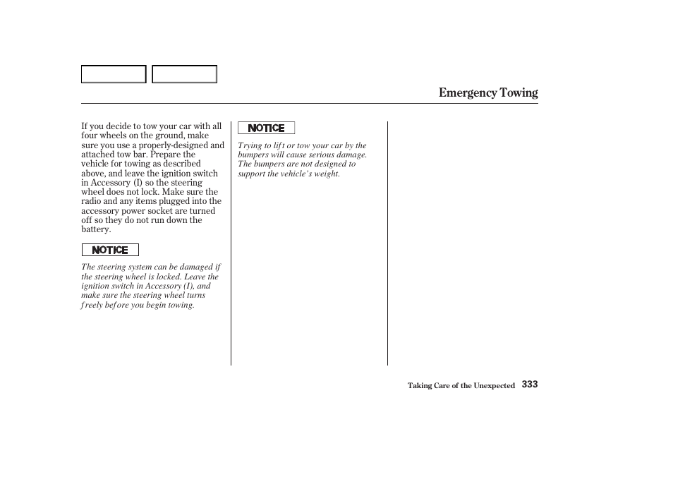 Emergency towing | Acura 2004 RL - Owner's Manual User Manual | Page 336 / 370