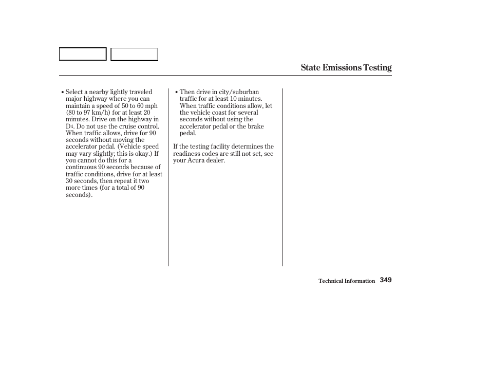 State emissions testing | Acura 2004 RL - Owner's Manual User Manual | Page 352 / 370