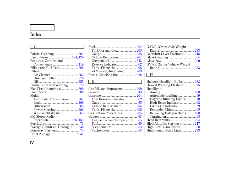 Index | Acura 2004 RL - Owner's Manual User Manual | Page 363 / 370