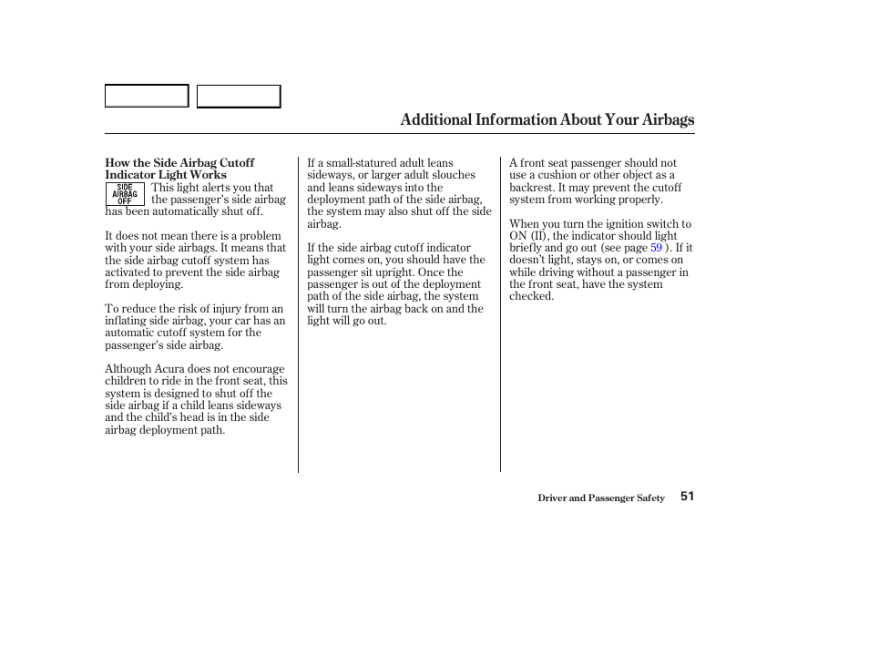 Additional information about your airbags | Acura 2004 RL - Owner's Manual User Manual | Page 54 / 370