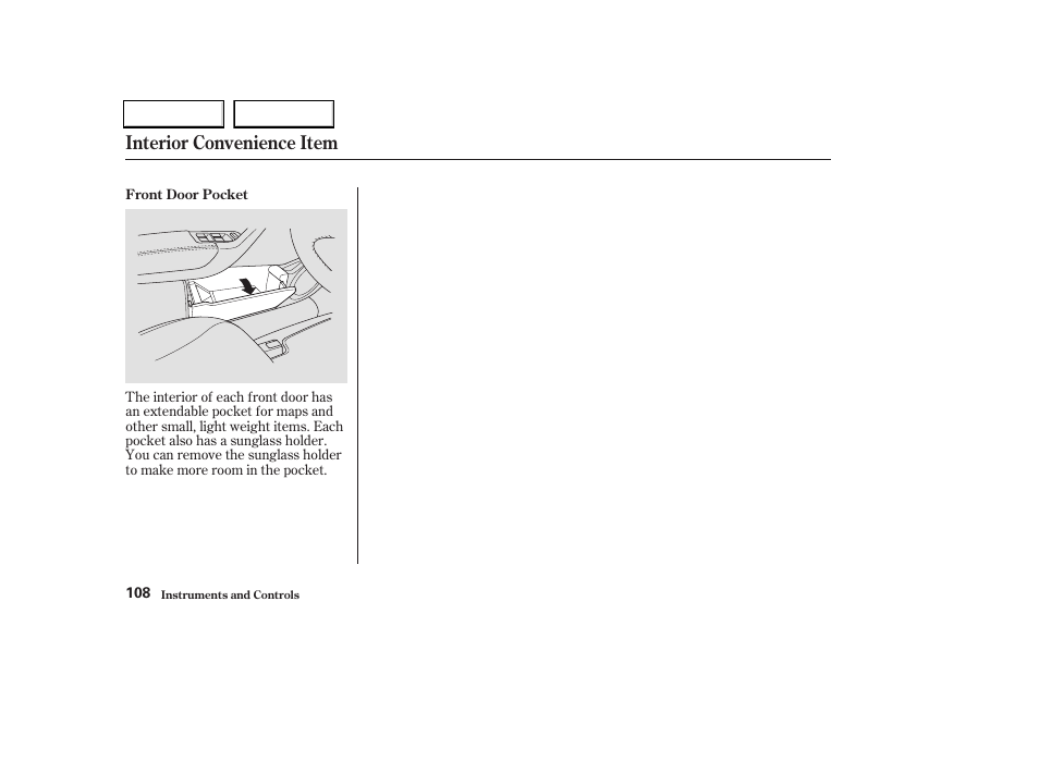 Interior convenience item | Acura 2004 TL - Owner's Manual User Manual | Page 111 / 283