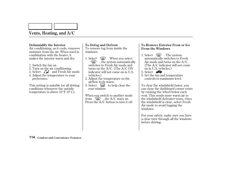 Vents, heating, and a/c | Acura 2004 TL - Owner's Manual User Manual | Page 117 / 283