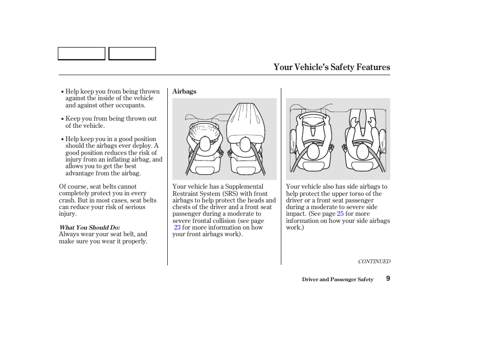 Your vehicle’s safety features | Acura 2004 TL - Owner's Manual User Manual | Page 12 / 283