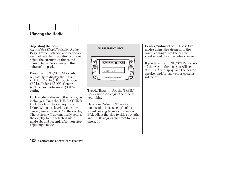 Playing the radio | Acura 2004 TL - Owner's Manual User Manual | Page 123 / 283
