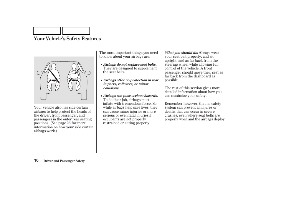 Your vehicle’s safety features | Acura 2004 TL - Owner's Manual User Manual | Page 13 / 283