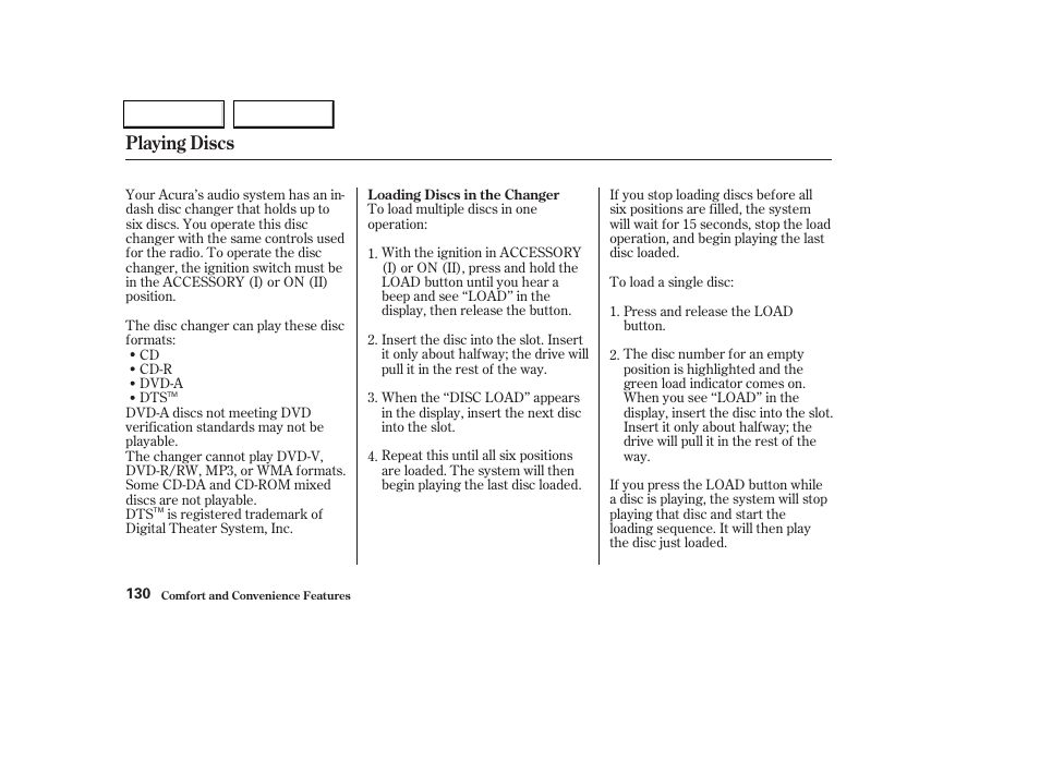 Playing discs | Acura 2004 TL - Owner's Manual User Manual | Page 133 / 283