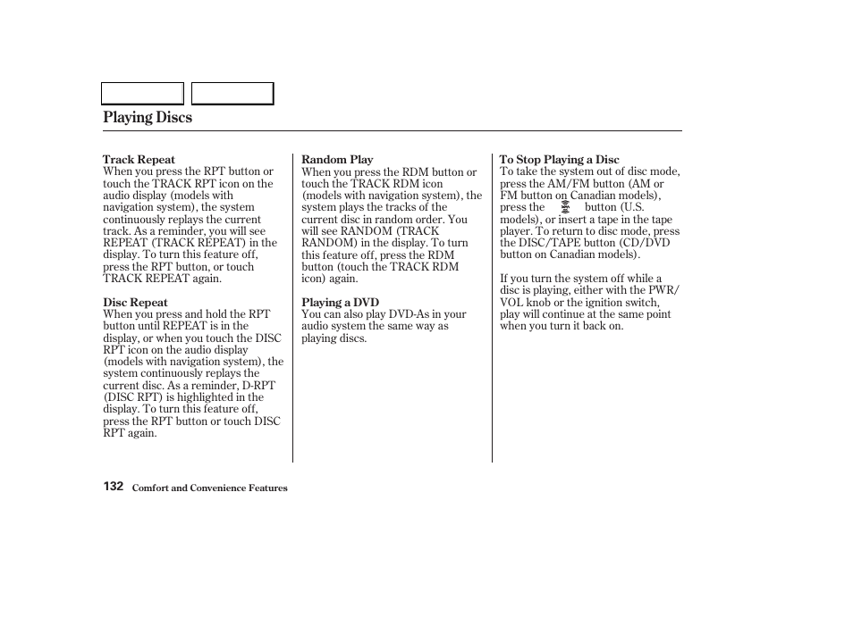 Playing discs | Acura 2004 TL - Owner's Manual User Manual | Page 135 / 283